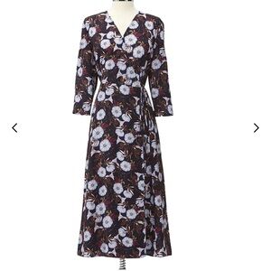 J. Peterman Lake Lucerne Wrap Dress XXL 2XL Floral Morning Glories $228